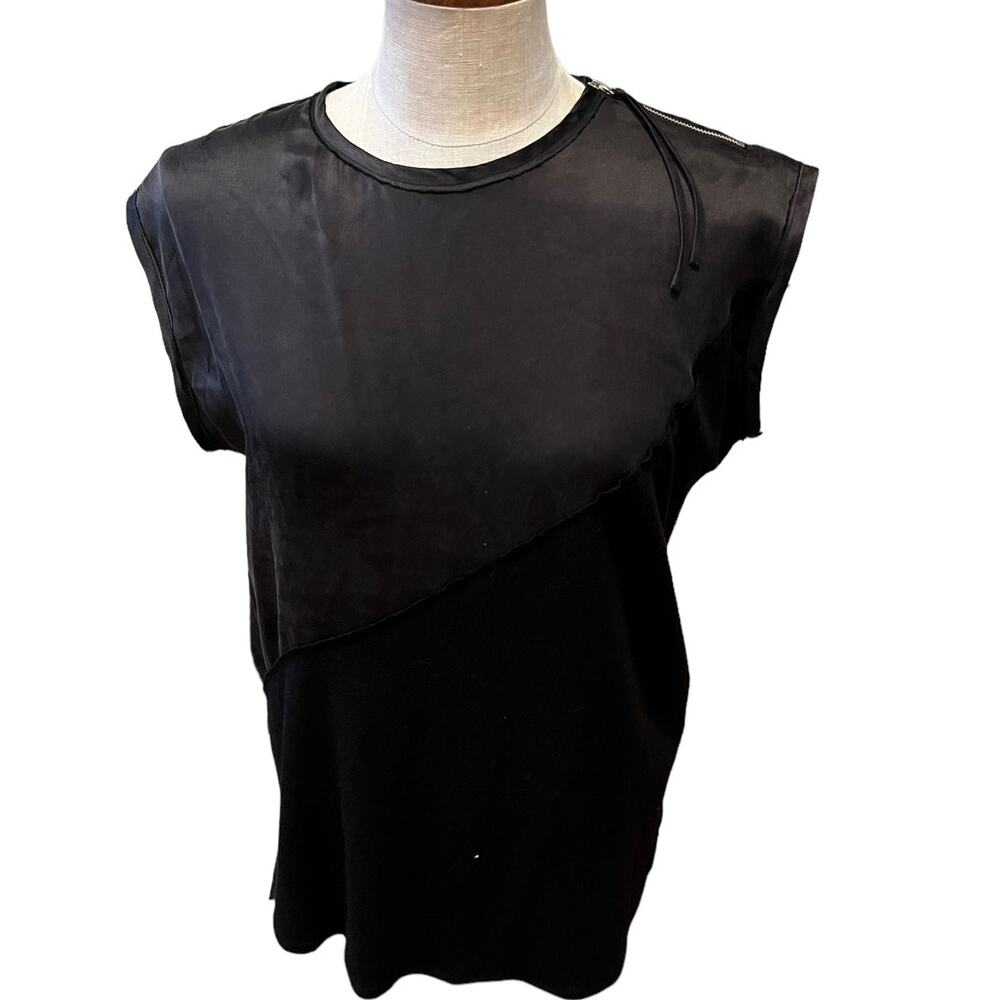 Rebecca Taylor Brushed Silk Sleeveless Top Black S